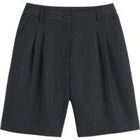Linen/Cotton Bermuda Shorts with Pleat Front