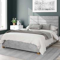 Kelly Linen Storage Ottoman Bed with Modern Horizontal Upholstered Headboard