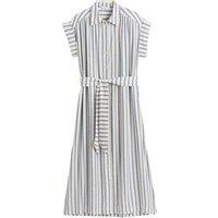 Striped Midaxi Shirt Dress with Tie-Waist