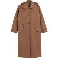 Buttoned Trench Coat with Detachable Hood in Cotton Mix