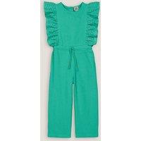 Cotton Jumpsuit with Short Ruffled Sleeves