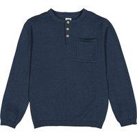 Cotton Fine Knit Jumper with Grandad Collar