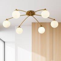 Opal and Brass 6 Light Semi Flush Ceiling Light