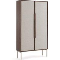 Omid Desk Cabinet with Walnut Veneer and Textured Fabric