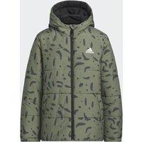 Logo Print Padded Jacket with Hood and Zip Fastening