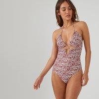 Printed Halterneck Cutout Swimsuit