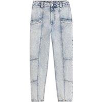 Snow Wash Mom Jeans with High Waist, Length 28"