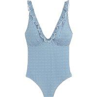 Gingham Print Ruffled Swimsuit