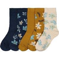 Pack of 5 Pairs of Floral Crew Socks in Cotton Mix