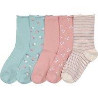 Pack of 5 Pairs of Crew Socks in Pastel Cotton Mix