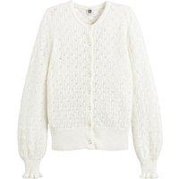 Pointelle Knit Cardigan with Ruffled Cuffs