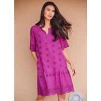 Cotton Broderie Anglaise Dress with Short Sleeves