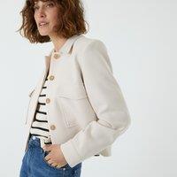 Recycled Cropped Oversize Jacket with Button Fastening