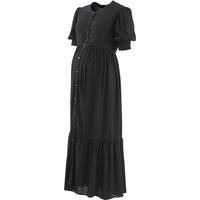 Buttoned Maternity Midaxi Dress with Puff Sleeves
