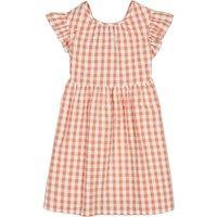 Gingham Print Cotton Dress with Short Sleeves