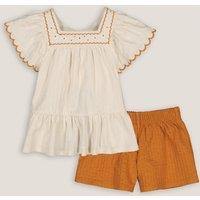 Cotton Seersucker Blouse/Shorts Outfit