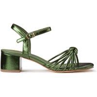 Metallic Thin Strap Sandals with Heel