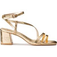 Metallic Ankle Strap Sandals with Heel