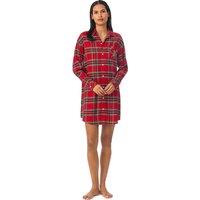 Checked Cotton Mix Nightshirt with Long Sleeves