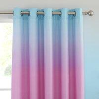 Ombre Rainbow Clouds Lined Eyelet Cotton Curtains