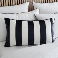 Monochrome Velvet Stripe 40x70cm Filled Cushion