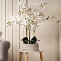 66cm Real Touch 3-Stem Orchid in Grey Terrazzo Pot