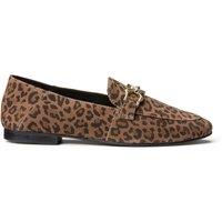 Wide Fit Suede Loafers in Leopard Print