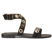 Leather Eyelet Sandals with Ankle Strap