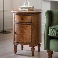 Hayes Vintage Inlaid Wood Round Drum Side Table