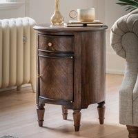 Meford Antique Solid Wood Round Drum Side Table