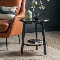 Sandra Solid Oak and Rattan Round Side Table