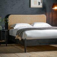 Sandra Solid Oak & Rattan Bed