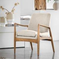 Casa Mid-Century Linen & Solid Oak Armchair