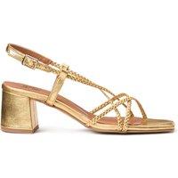 Les Signatures - Metallic Leather Heeled Sandals with Plaited Straps