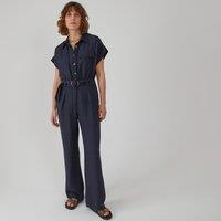 Les Signatures - Linen Mix Jumpsuit, Length 30.5"