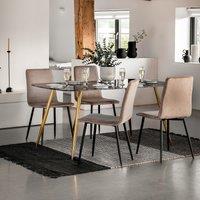 Afton Marble Effect Glass Dining Table (Seats 4-6)