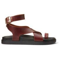 Leather Toe Post Sandals with Ankle Strap