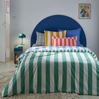 Hendaye Green Striped 100% Cotton Duvet Cover