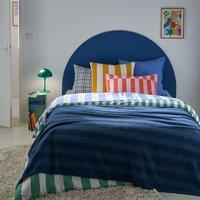 Hendaye Blue Striped 100% Cotton Flat Sheet