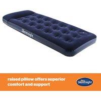 Single Flock Airbed with Footpump in Blue