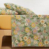 Signatures Rosemary Green Cotton & Washed Linen Flat Sheet