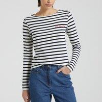 Colombier Art de Vivre T-Shirt in Striped Organic Cotton with Long Sleeves