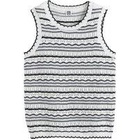 Striped Cotton Vest Top in Pointelle Knit