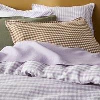 Aclie Lilac Gingham 100% Washed Linen Duvet Cover