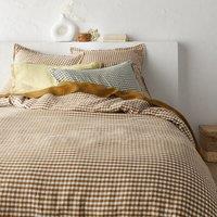 Aclie Bronze Gingham 100% Washed Linen Duvet Cover