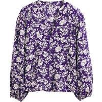 Floral Oversized Blouse with V-Neck and Long Sleeves