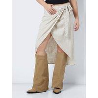 Wrapover Midi Skirt with High Waist