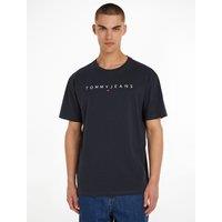 Cotton Linear Logo T-Shirt with Crew Neck