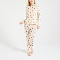 1/1 Ribbed Cotton Pyjamas in Heart Print with Long Sleeves