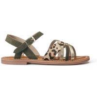 Kid's Multi Strap Sandals in Leather with Flat Heel